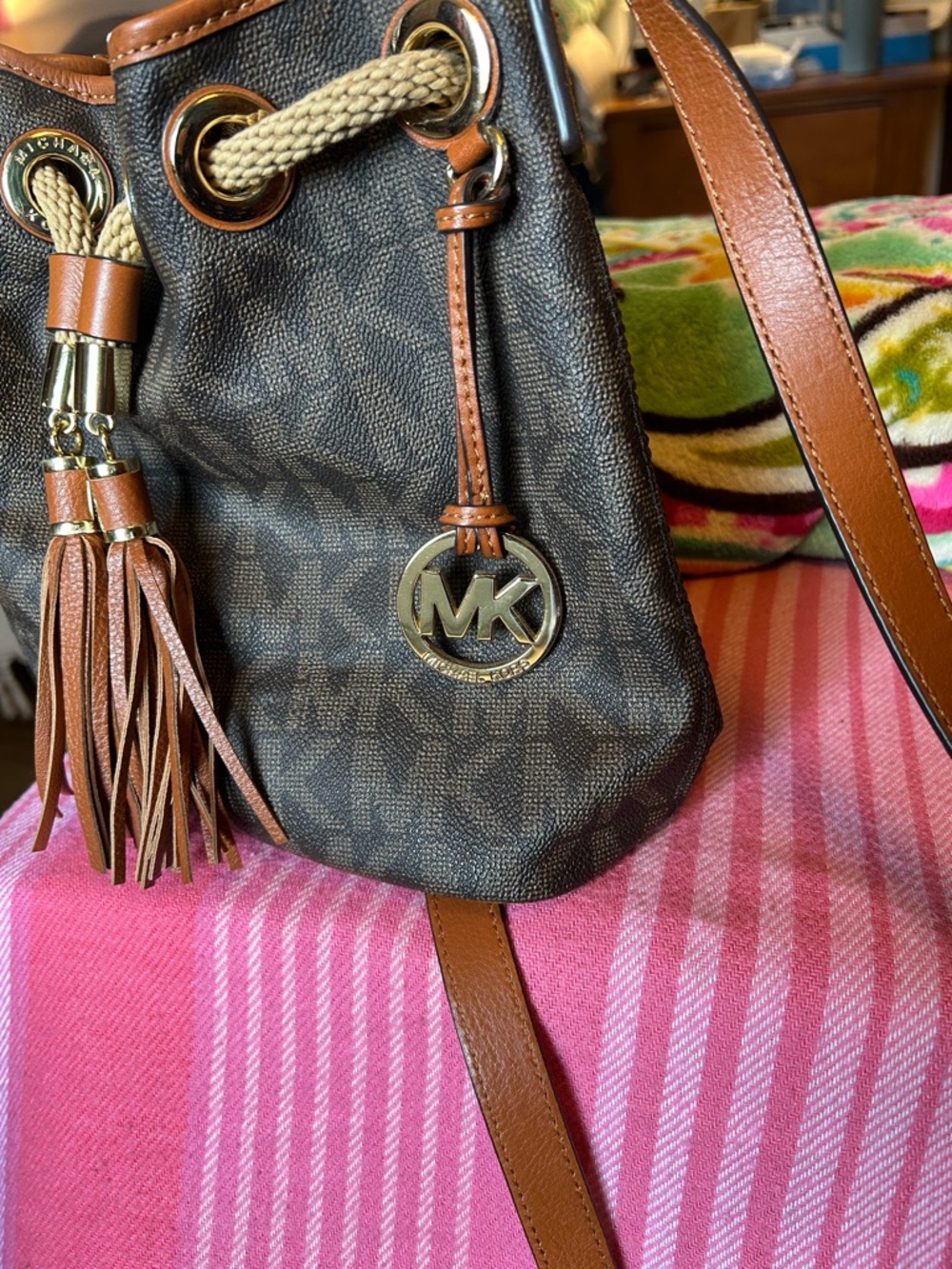 Michael Kors Jet Set Large Gathered Tote / Marina Drawstring Tote.